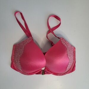 Victorias Secret Bra 32DD Pink Lace Very Sexy Pushup Pigeonnant‎ Front Snap